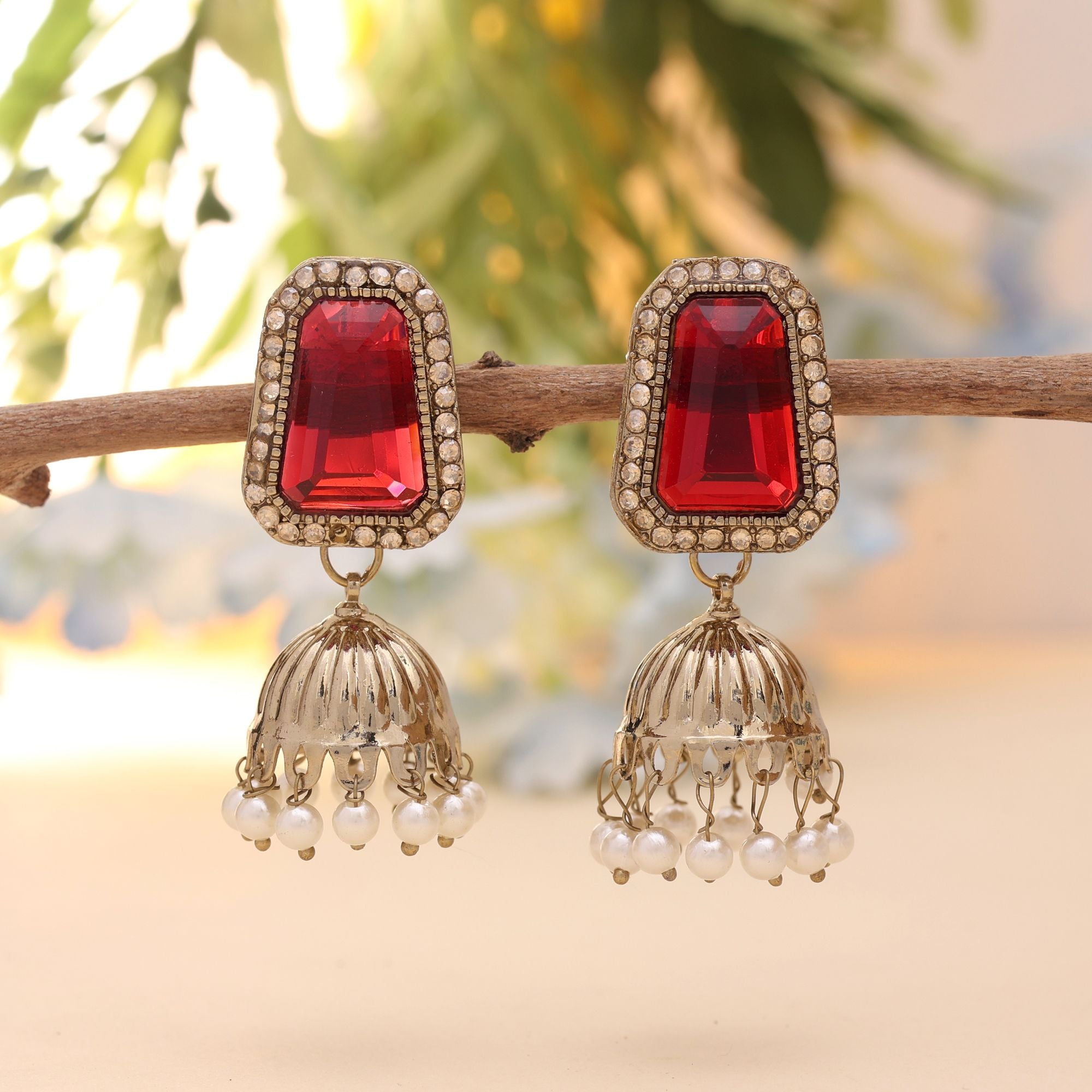 Maroon Color Fashion Earrings With Rich American Diamond Earrings Styling