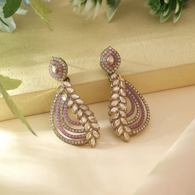 Purple Color Fashion Earrings Featuring American Diamond Earrings Shine