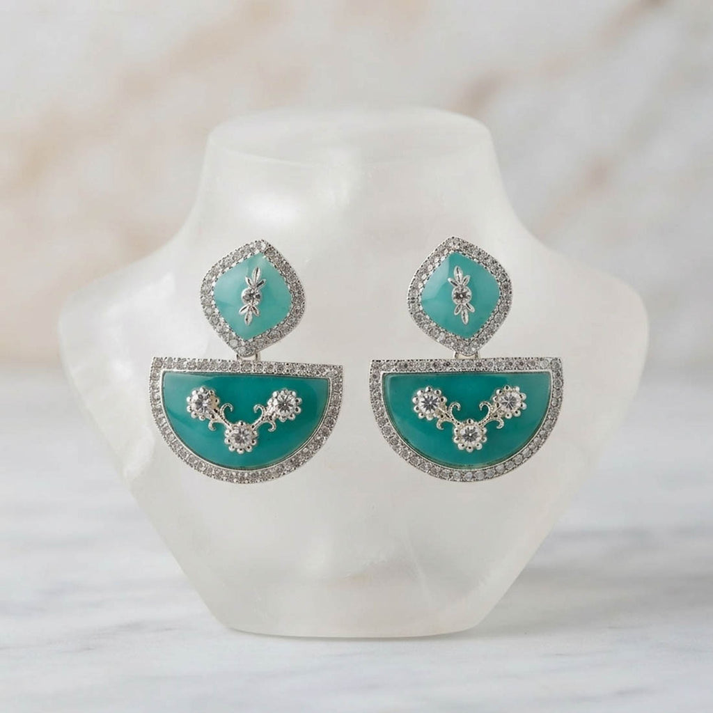 Mint Green Color Fashion Earrings with Designer Style