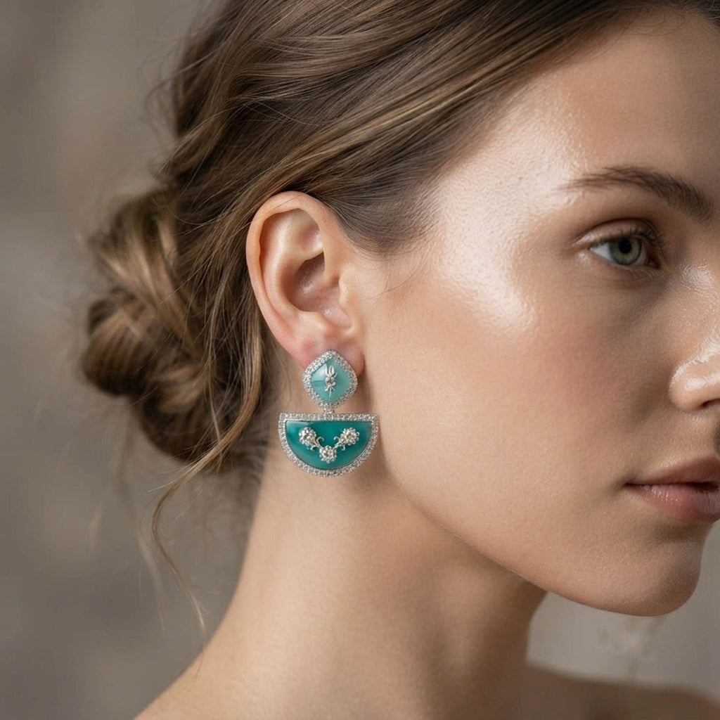 Mint Green Color Fashion Earrings with Designer Style