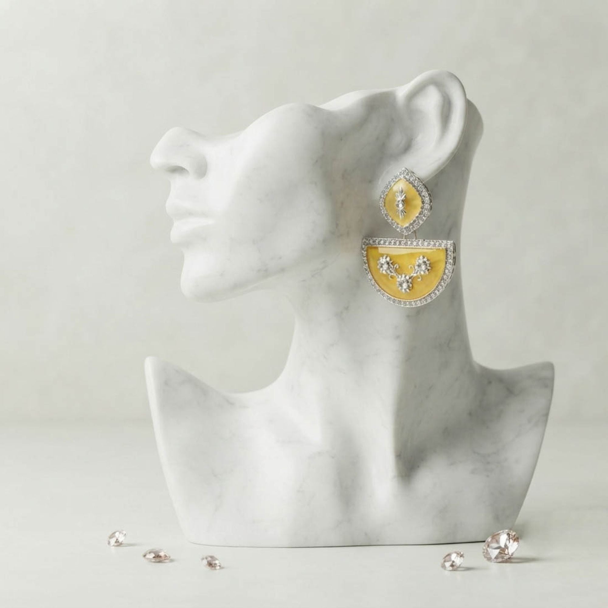 Yellow Color Fashion Earrings with Trendy Style
