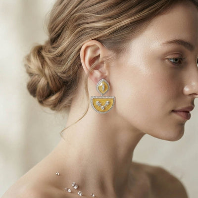 Yellow Color Fashion Earrings with Trendy Style