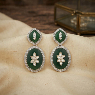 Green Color Fashion Earrings with Contemporary Design