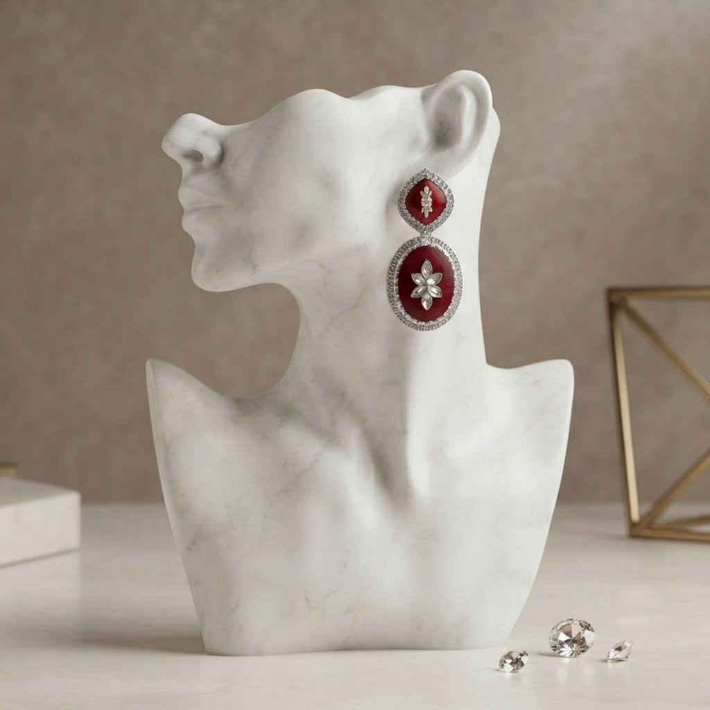 Maroon Color Fashion Earrings with Trendy Style