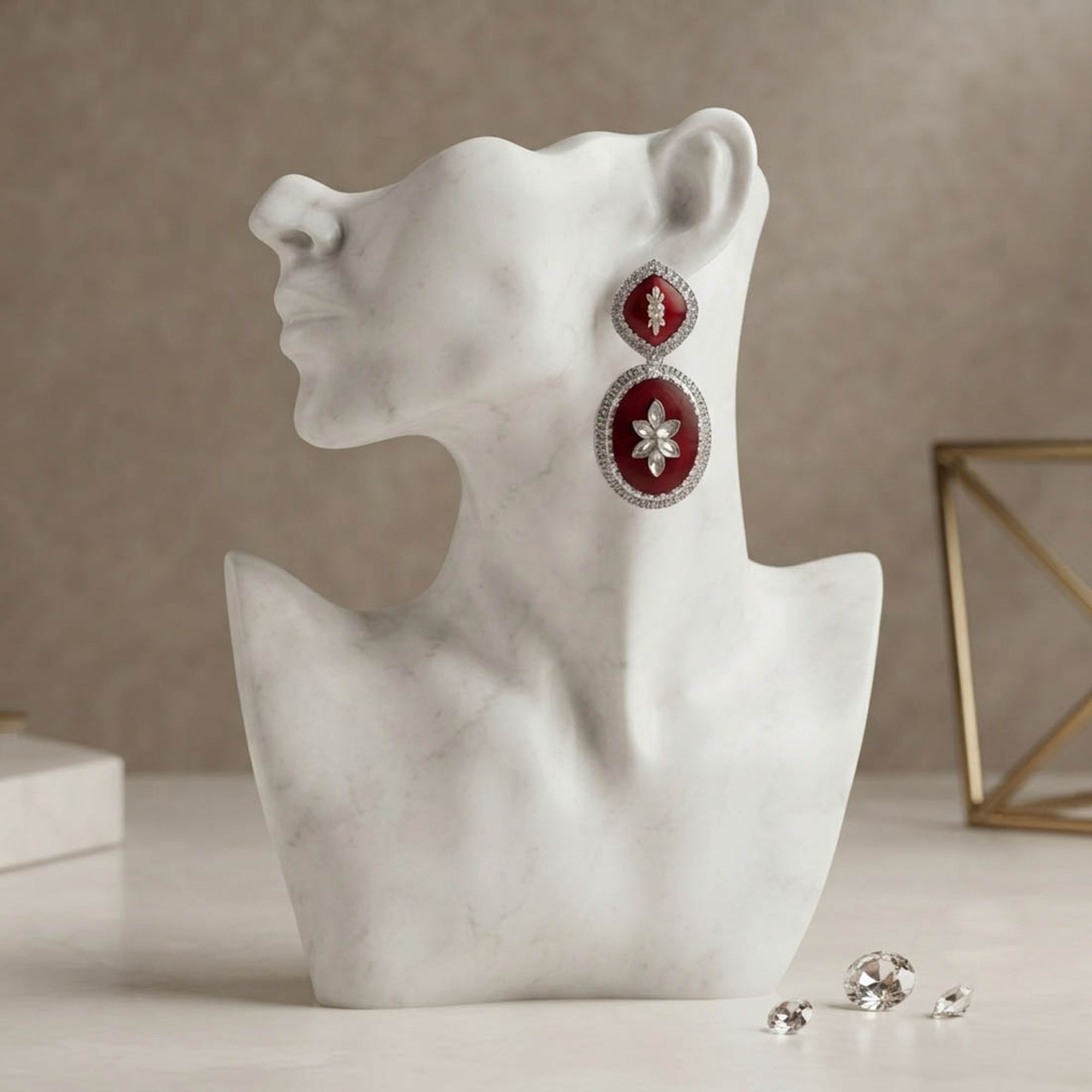 Maroon Color Fashion Earrings with Trendy Style