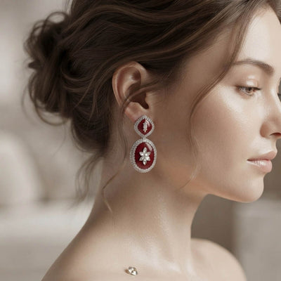 Maroon Color Fashion Earrings with Trendy Style