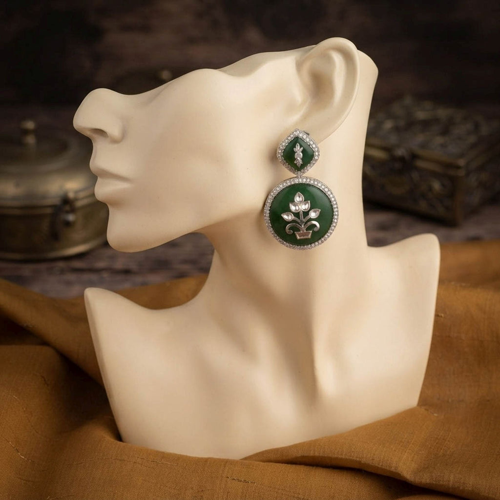 Green Color Fashion Earrings with Premium Designer Look