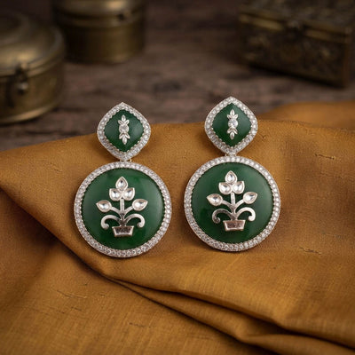 Green Color Fashion Earrings with Premium Designer Look