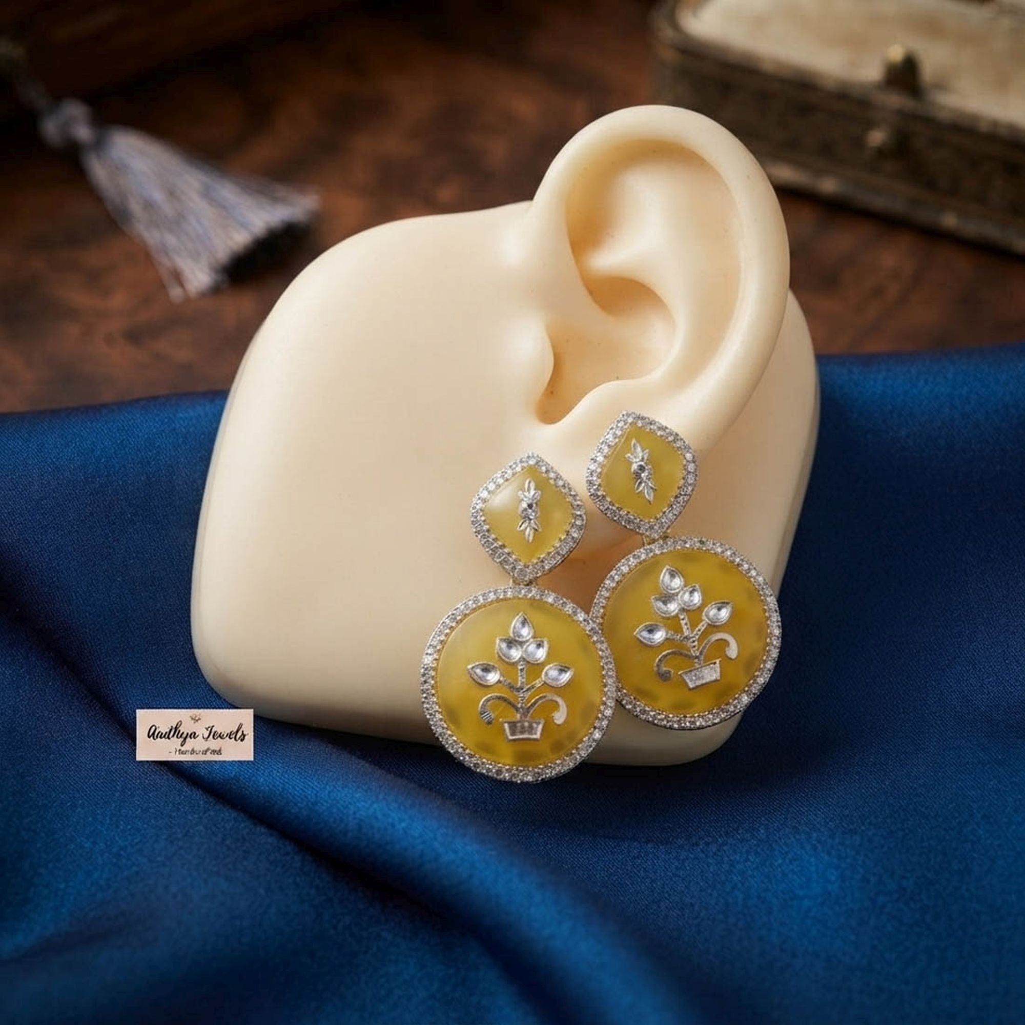 Yellow Color Fashion Earrings with Modern Style