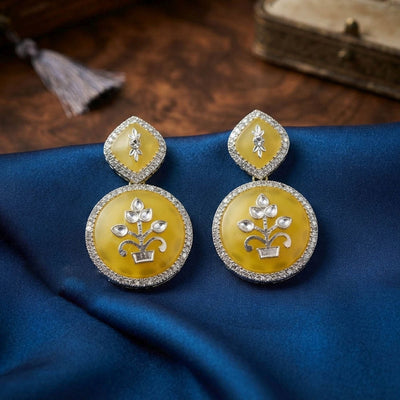 Yellow Color Fashion Earrings with Modern Style