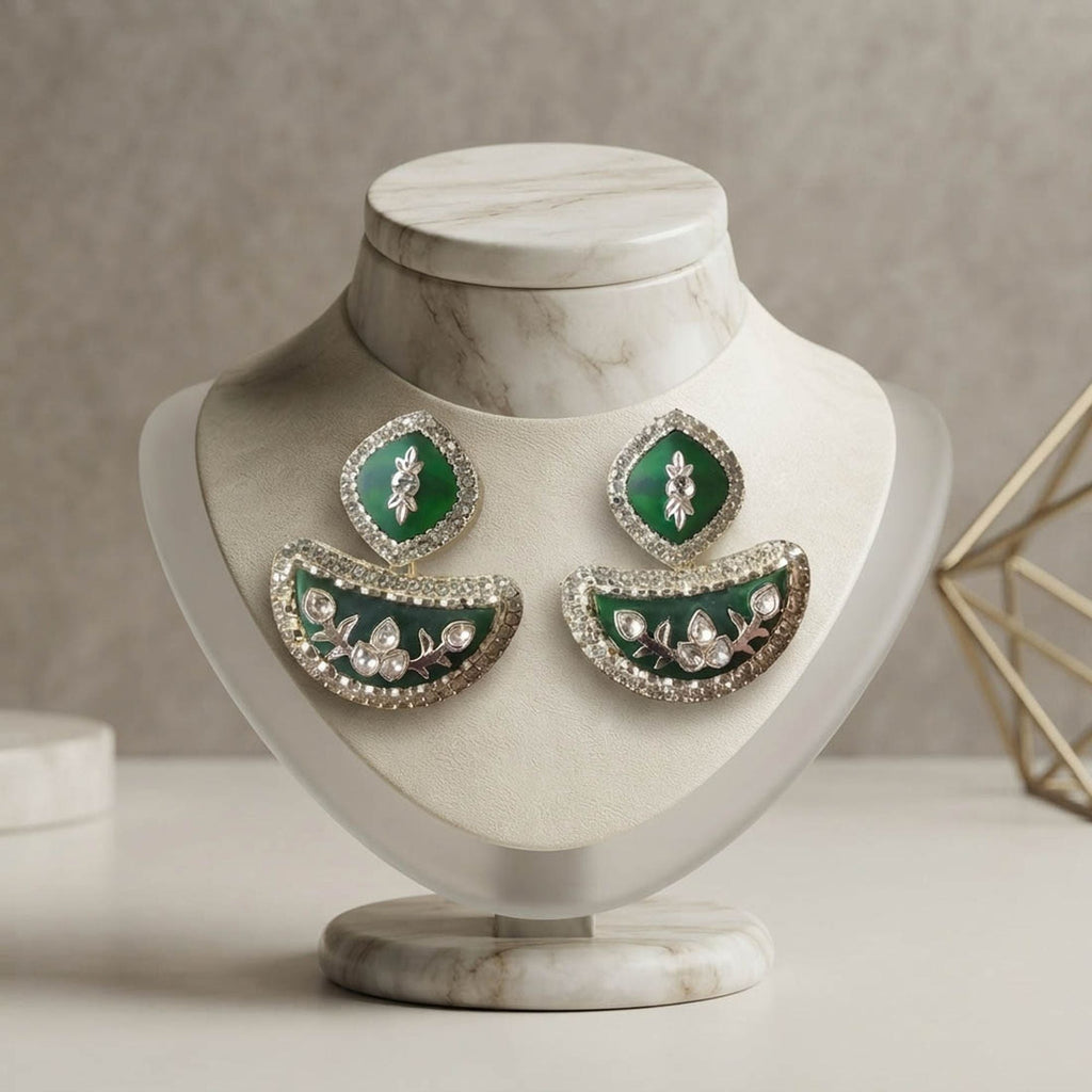 Green Color Fashion Earrings with Casual Style
