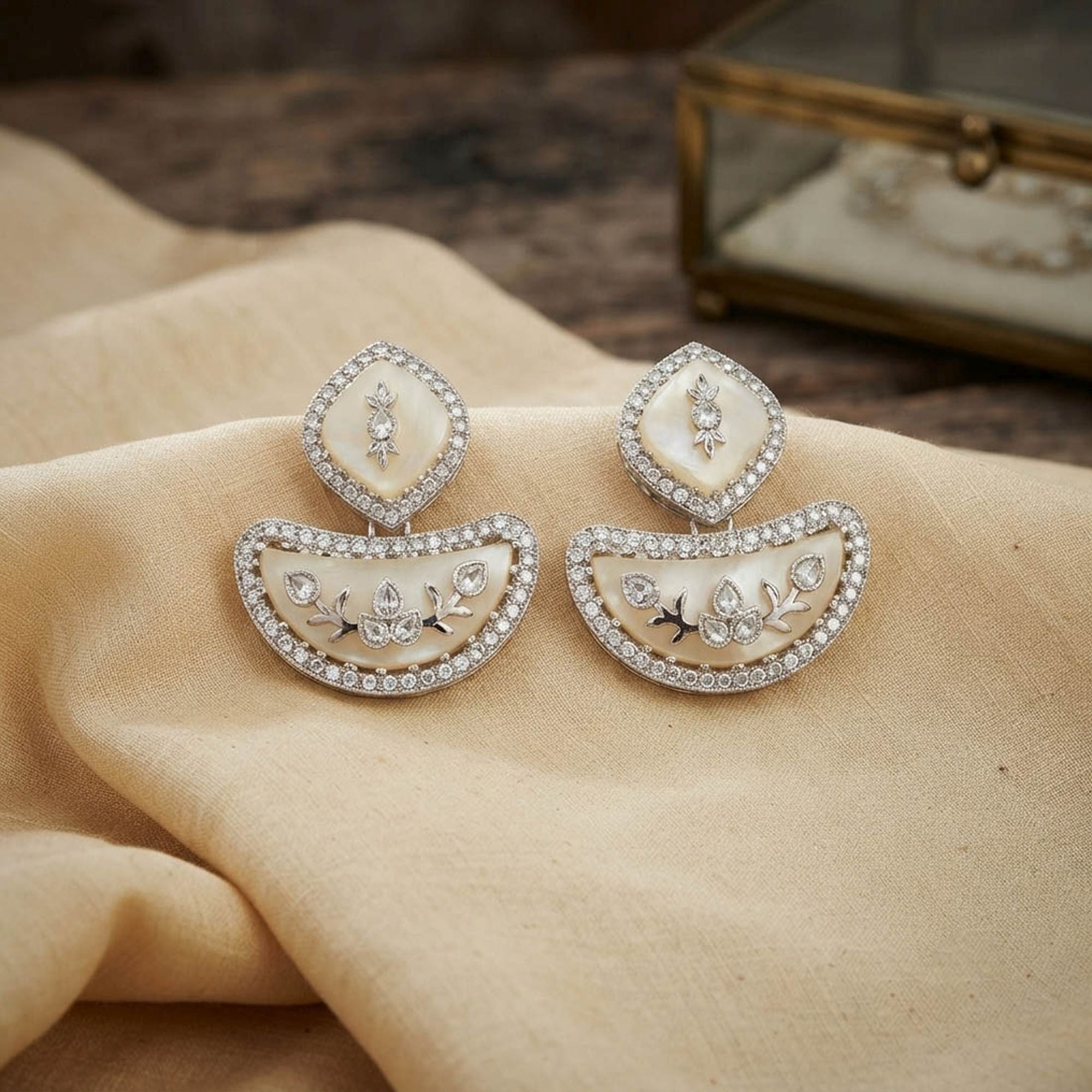 White Color Fashion Earrings with Stylish Design