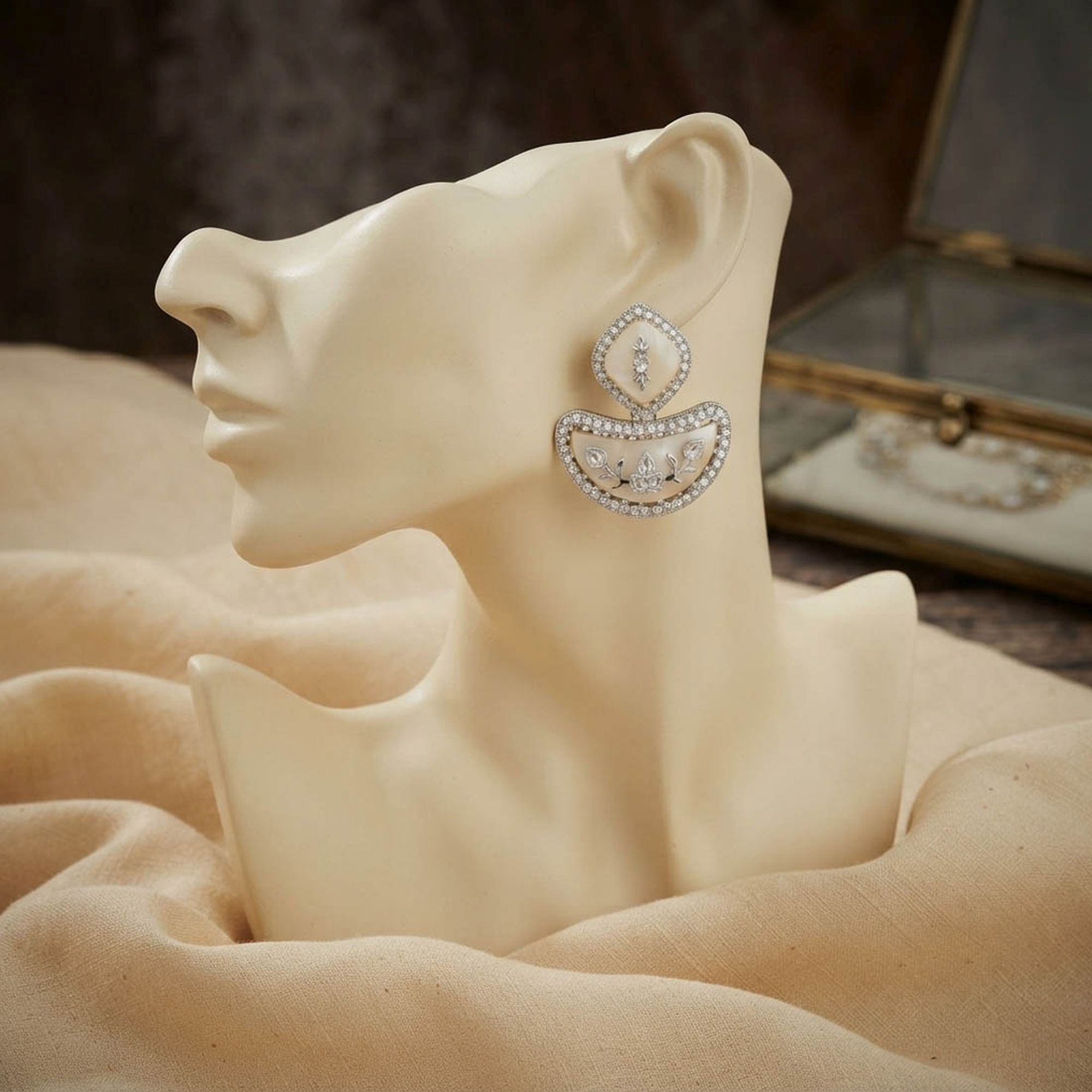 White Color Fashion Earrings with Stylish Design