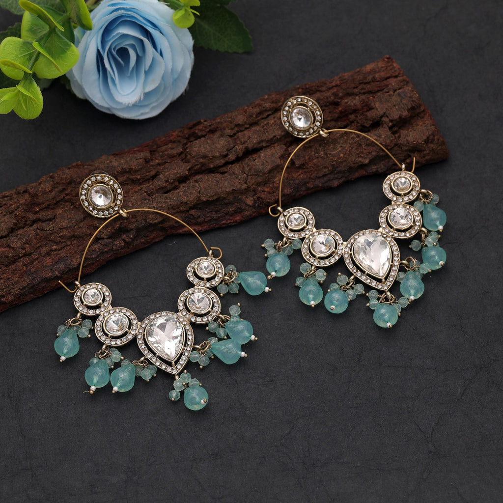 Aqua Color Dangle Earrings Featuring Elegant Handmade Fashion Jewelry Style