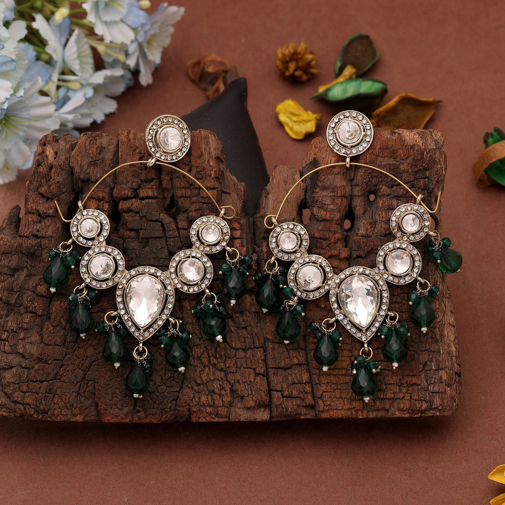 Green Color Dangle Earrings Featuring Artistic Handmade Ethnic Jewelry Collection