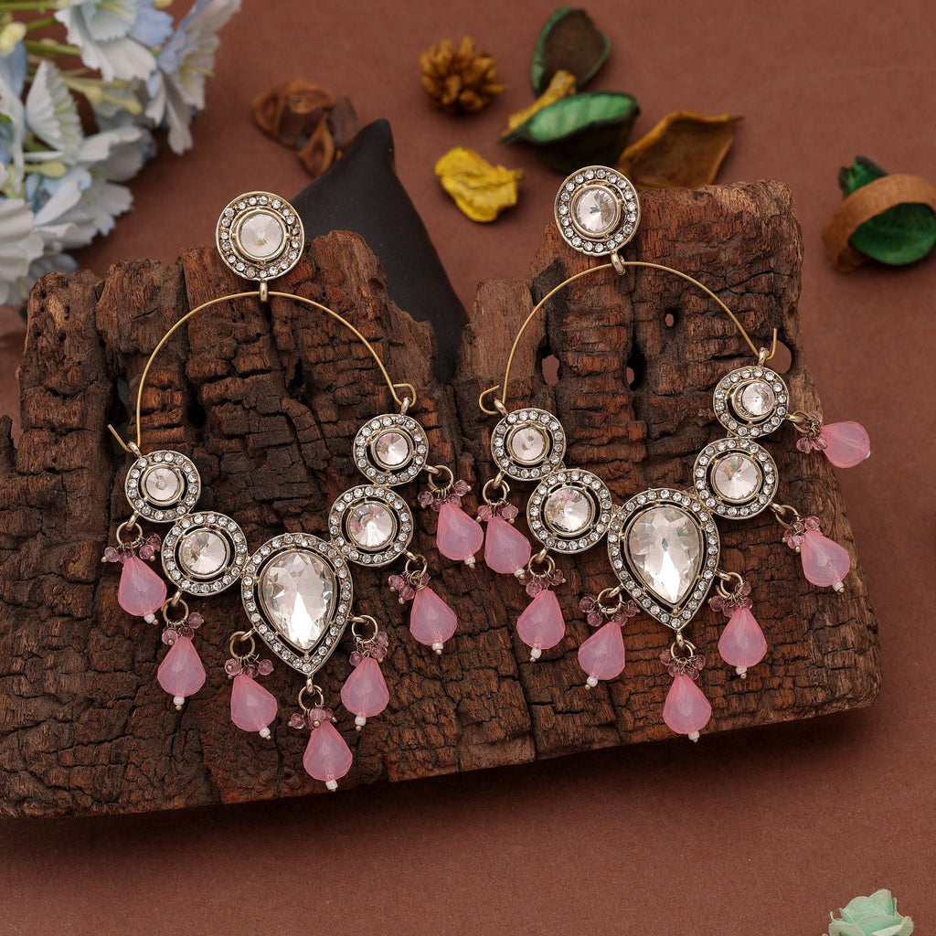 Light Pink Color Dangle Earrings Crafted with Elegant Ethnic Designer Finish