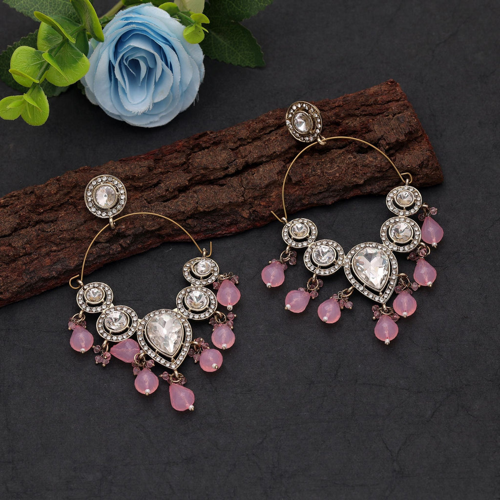 Light Pink Color Dangle Earrings Crafted with Elegant Ethnic Designer Finish