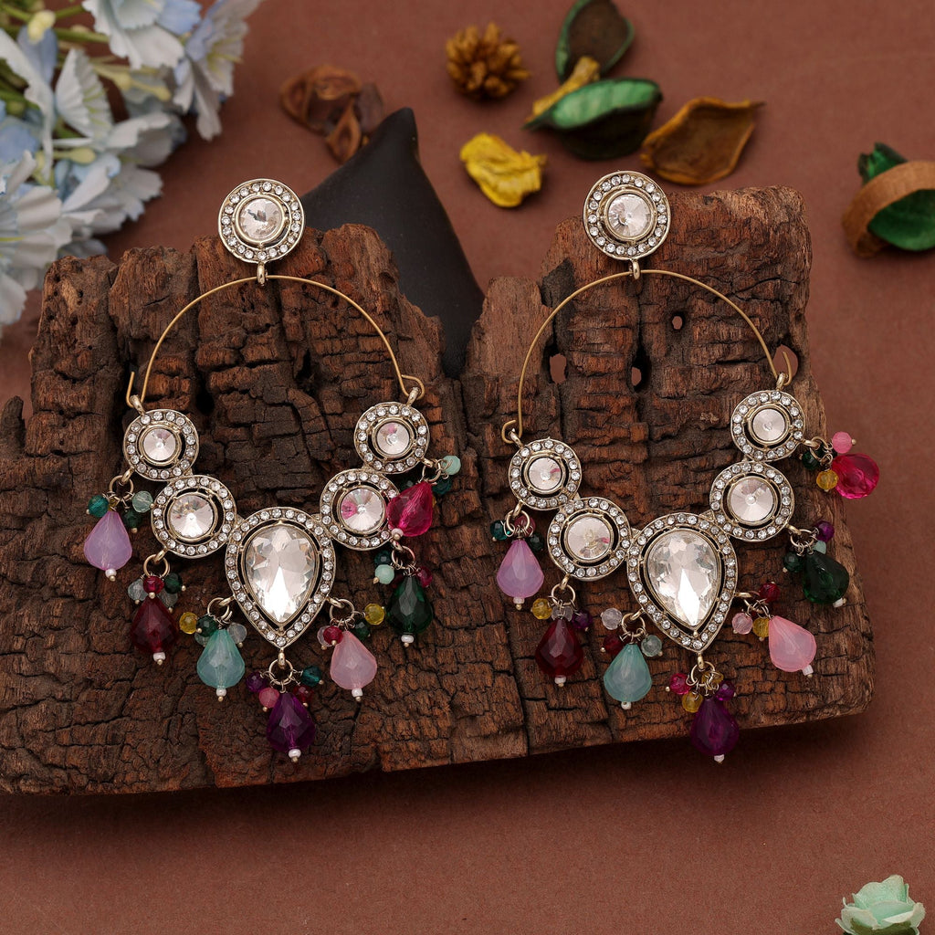 Multi Color Dangle Earrings with Beautiful Traditional Ethnic Designer Artwork
