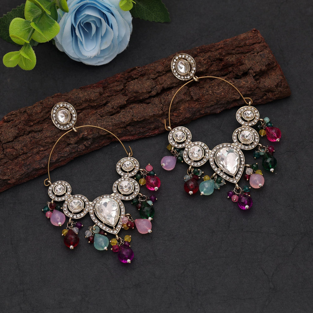 Multi Color Dangle Earrings with Beautiful Traditional Ethnic Designer Artwork