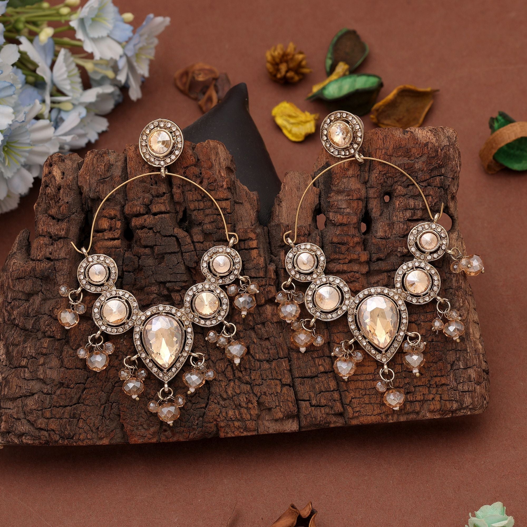 Peach Color Dangle Earrings with Traditional Handmade Style