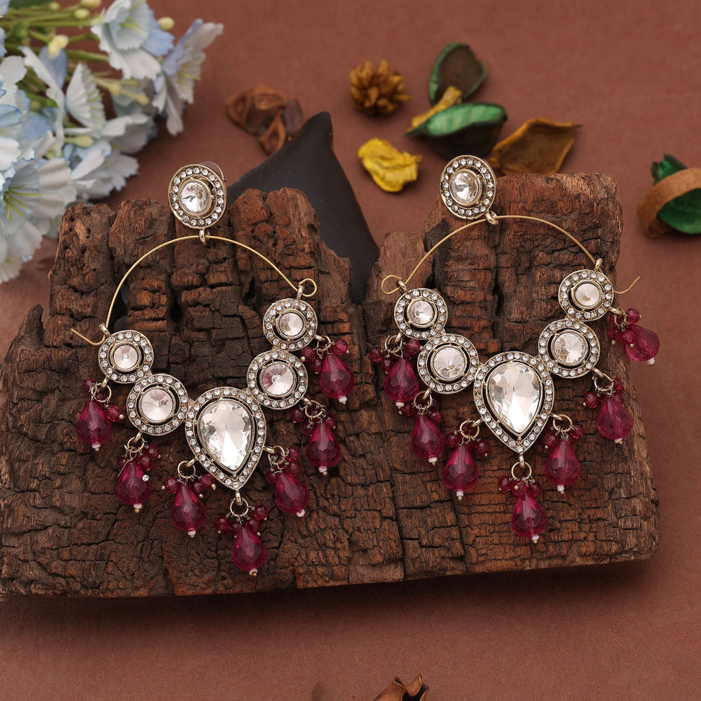 Pink Color Dangle Earrings Featuring Premium Traditional Style for Women and Girls