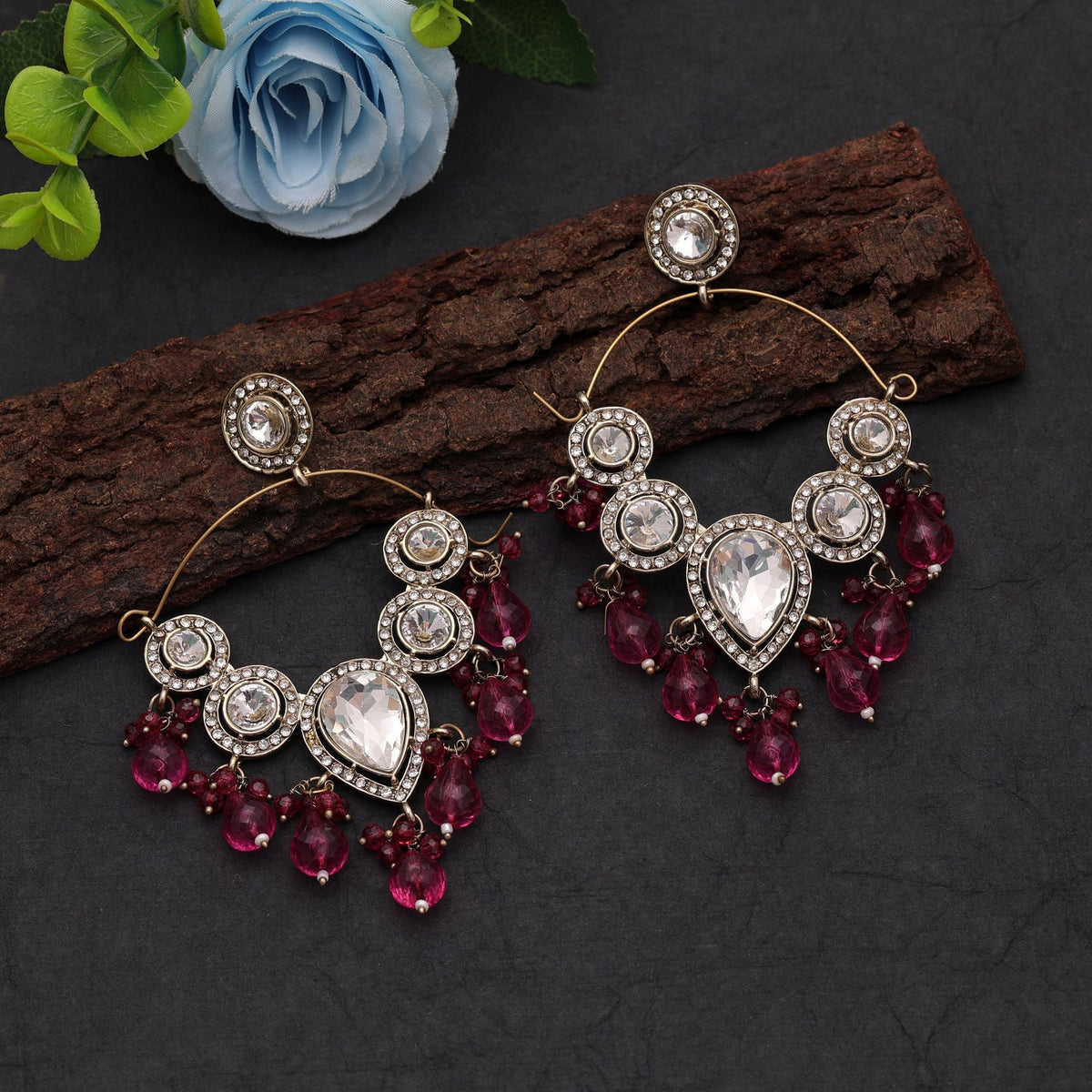 Pink Color Dangle Earrings Featuring Premium Traditional Style for Women and Girls