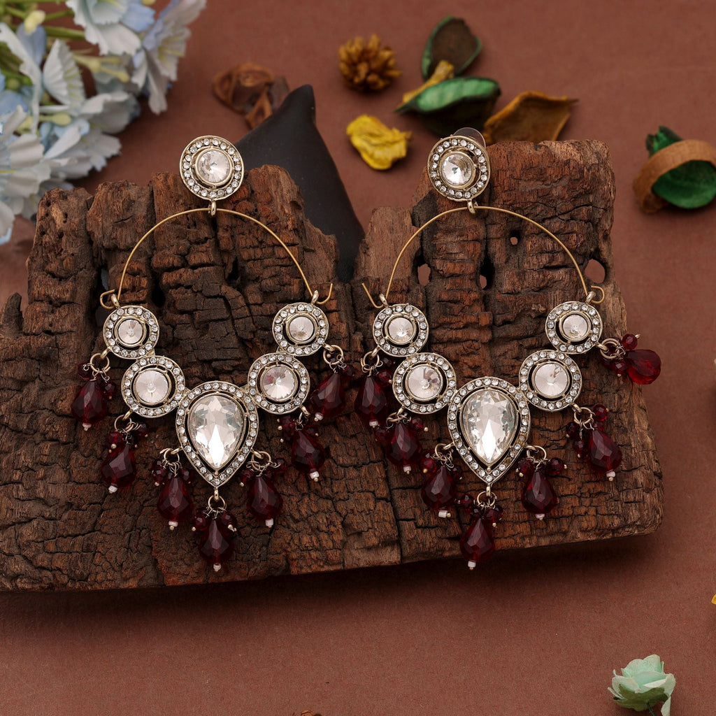 Red Color Dangle Earrings Crafted with Elegant Festive Jewelry Appeal