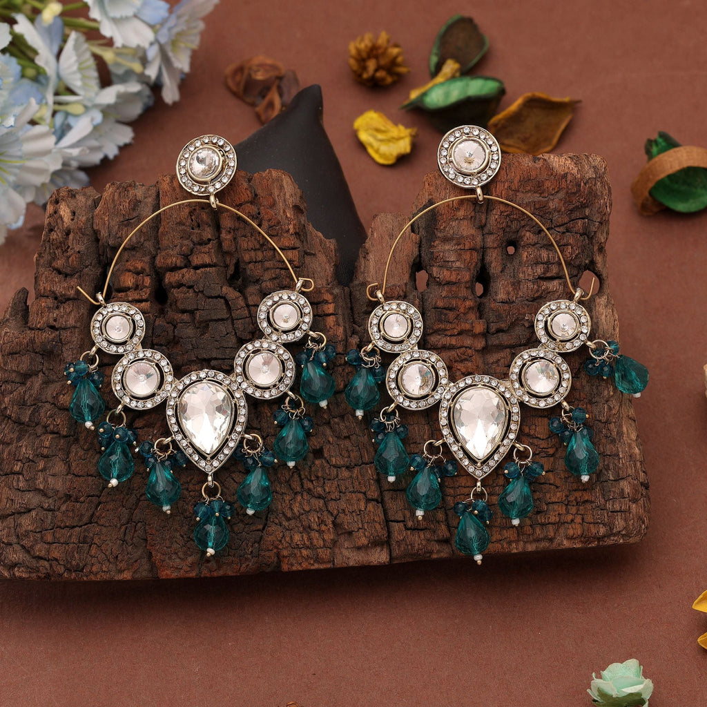 Rama Green Color Dangle Earrings with Premium Traditional Designer Craftsmanship
