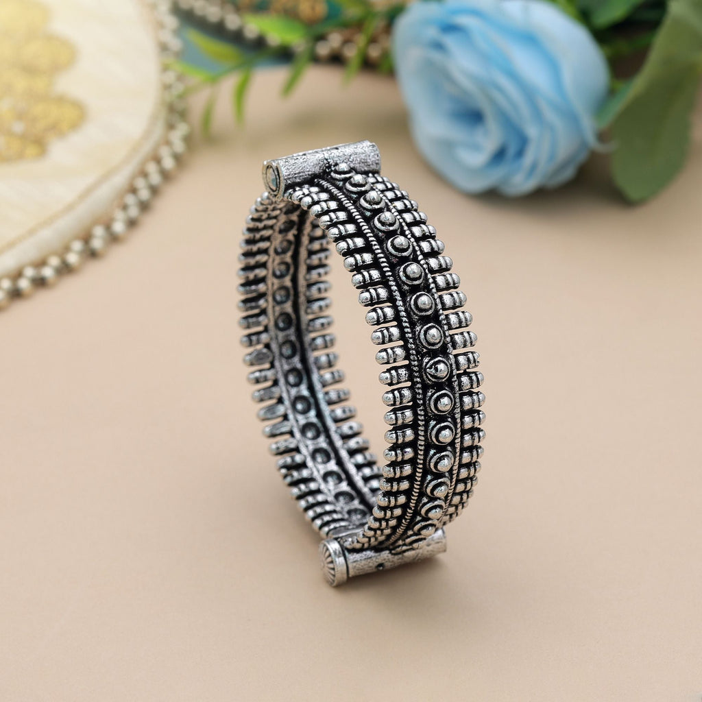 Silver Color Oxidised Openable Bracelet Daily Wear Fashion