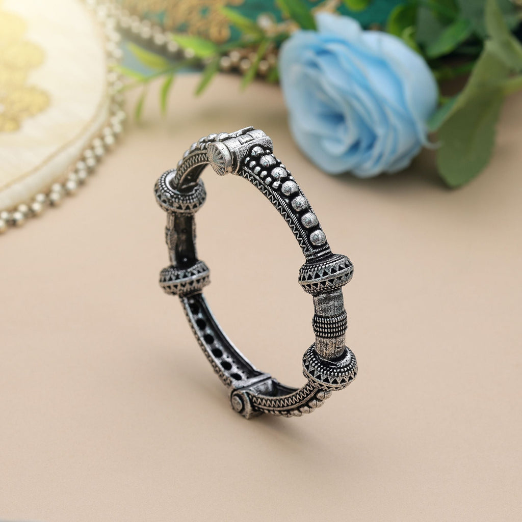 Silver Color Oxidised Openable Bracelet Traditional Party Wear