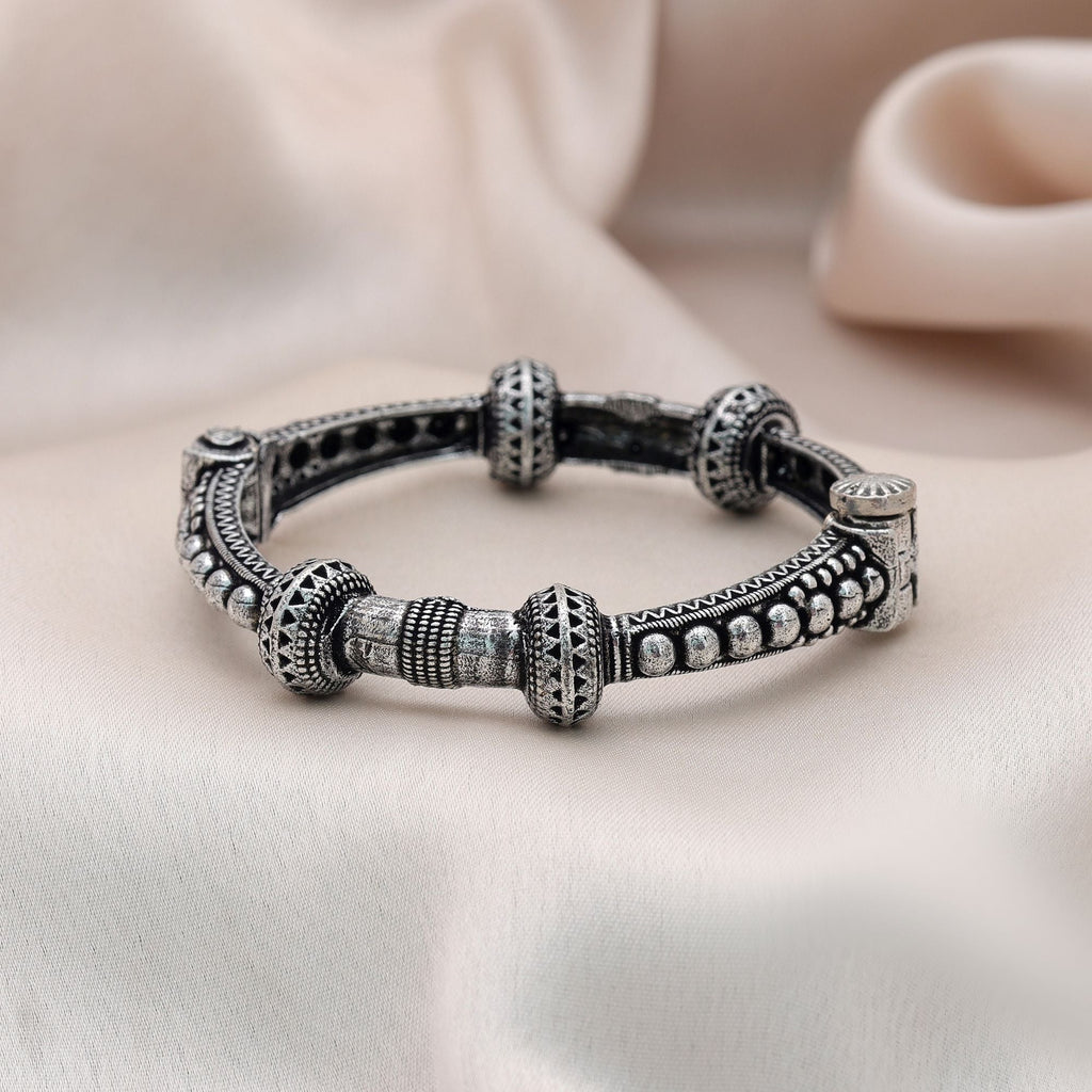 Silver Color Oxidised Openable Bracelet Traditional Party Wear