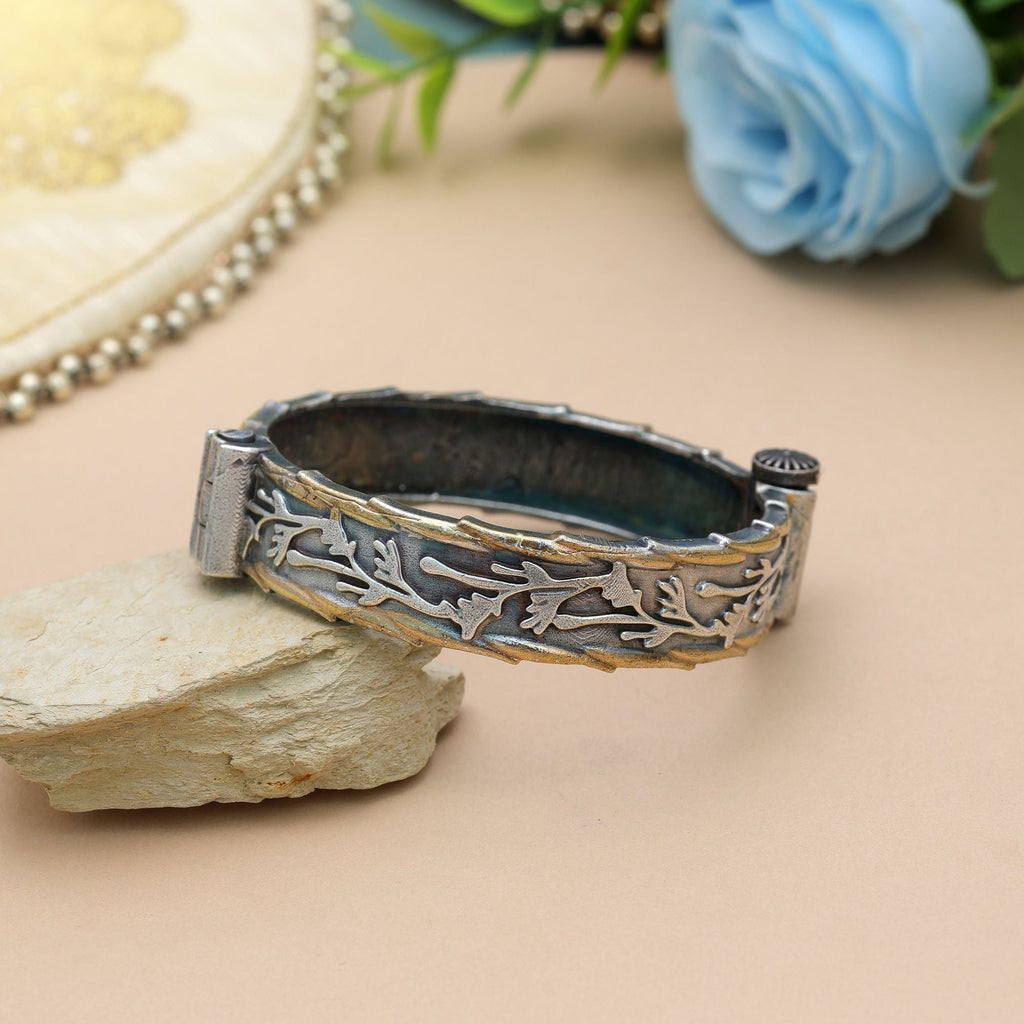 Gold & Silver Color Oxidised Openable Bracelet Traditional Wear