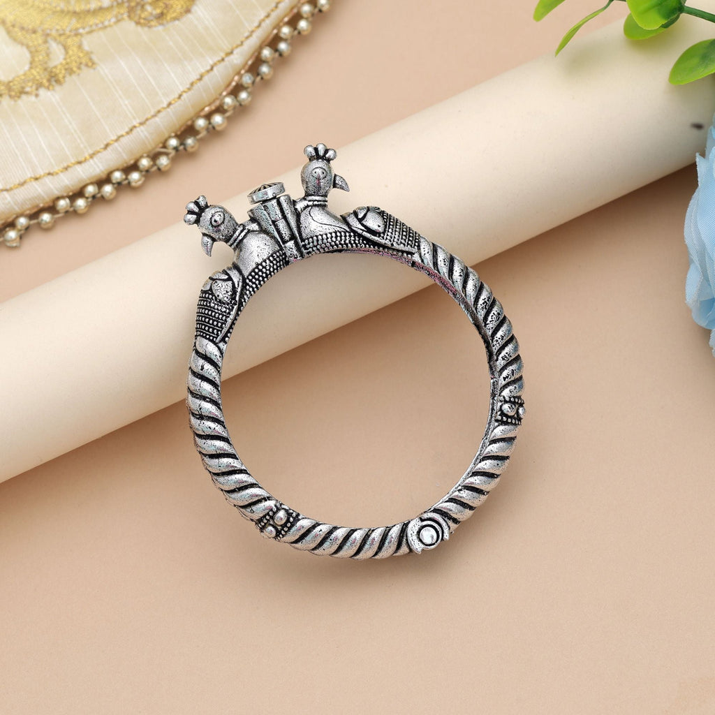 Silver Color Oxidised Openable Bracelet Antique Jewelry Design