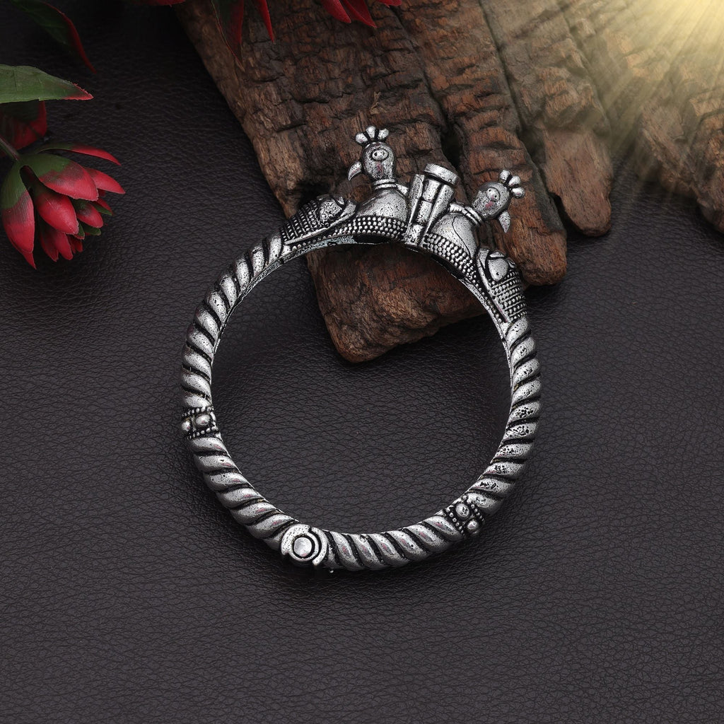 Silver Color Oxidised Openable Bracelet Antique Jewelry Design