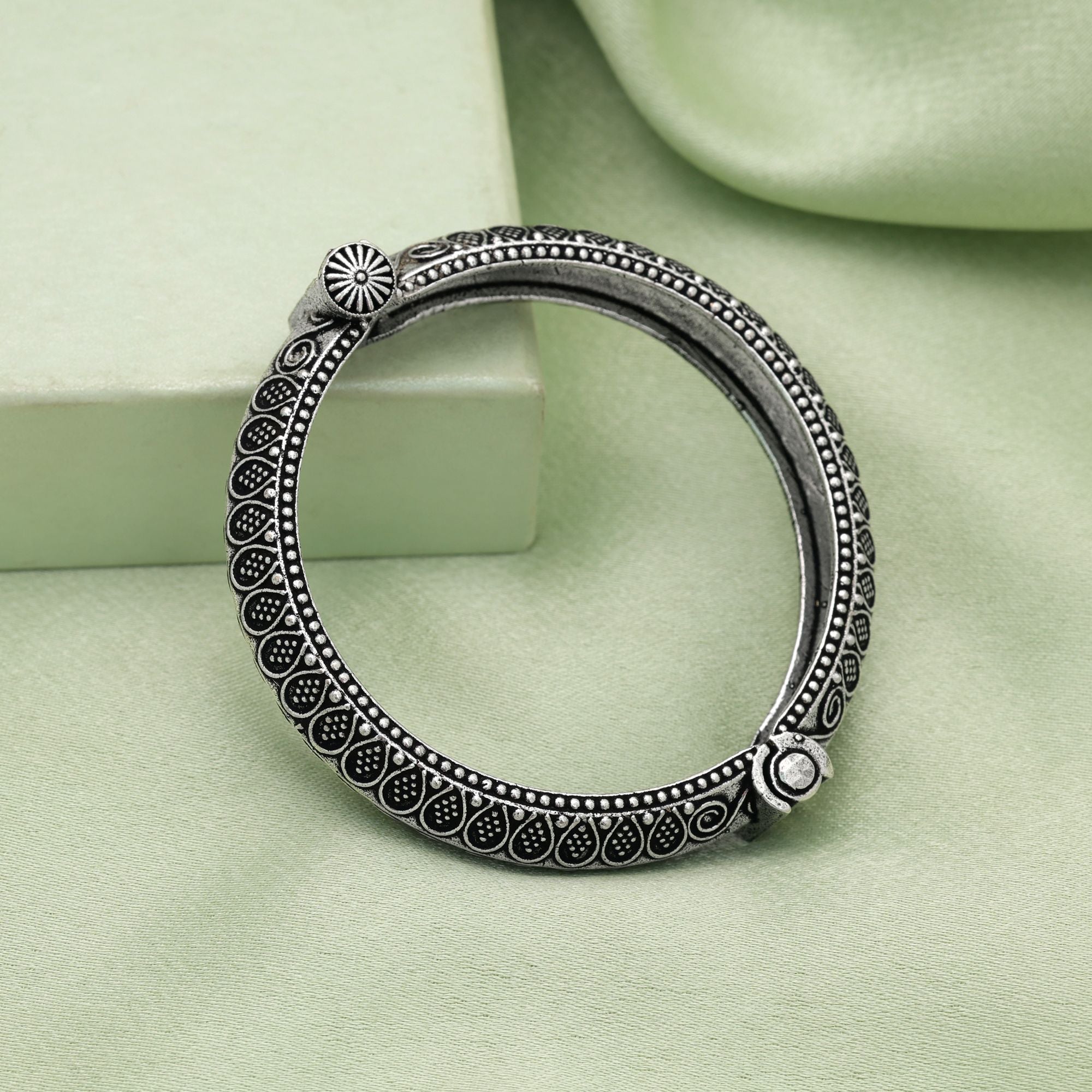 Silver Color Oxidised Openable Bracelet Festive Fashion Collection