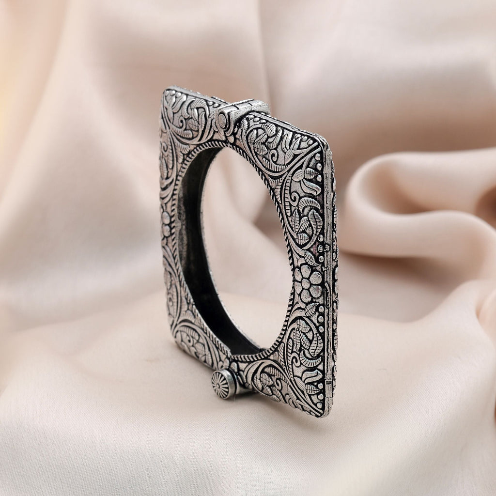 Silver Color Oxidised Openable Bracelet Tribal Traditional Finish