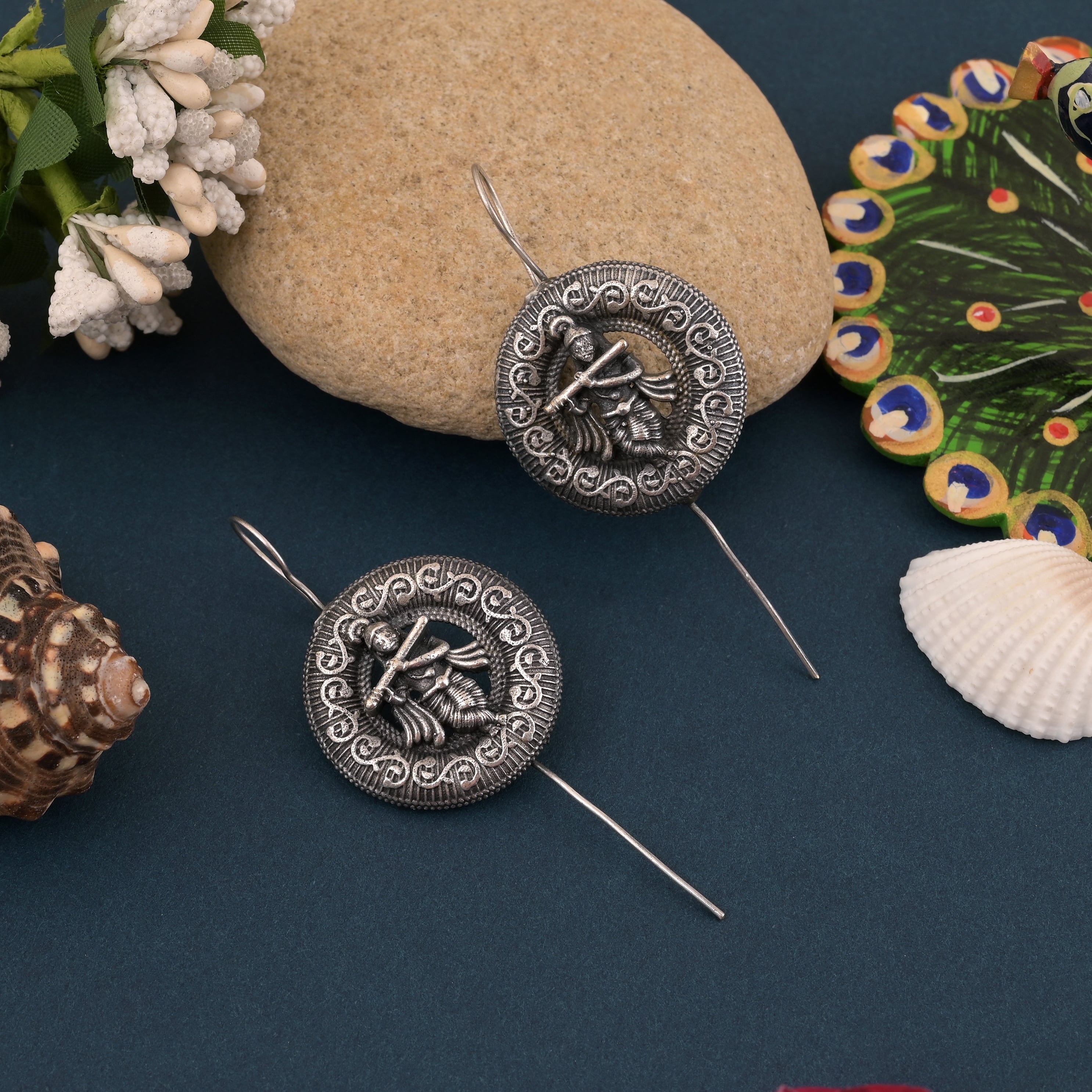 Designer Silver Color Oxidised Earrings With Fashion-Forward Ear Cuff Design
