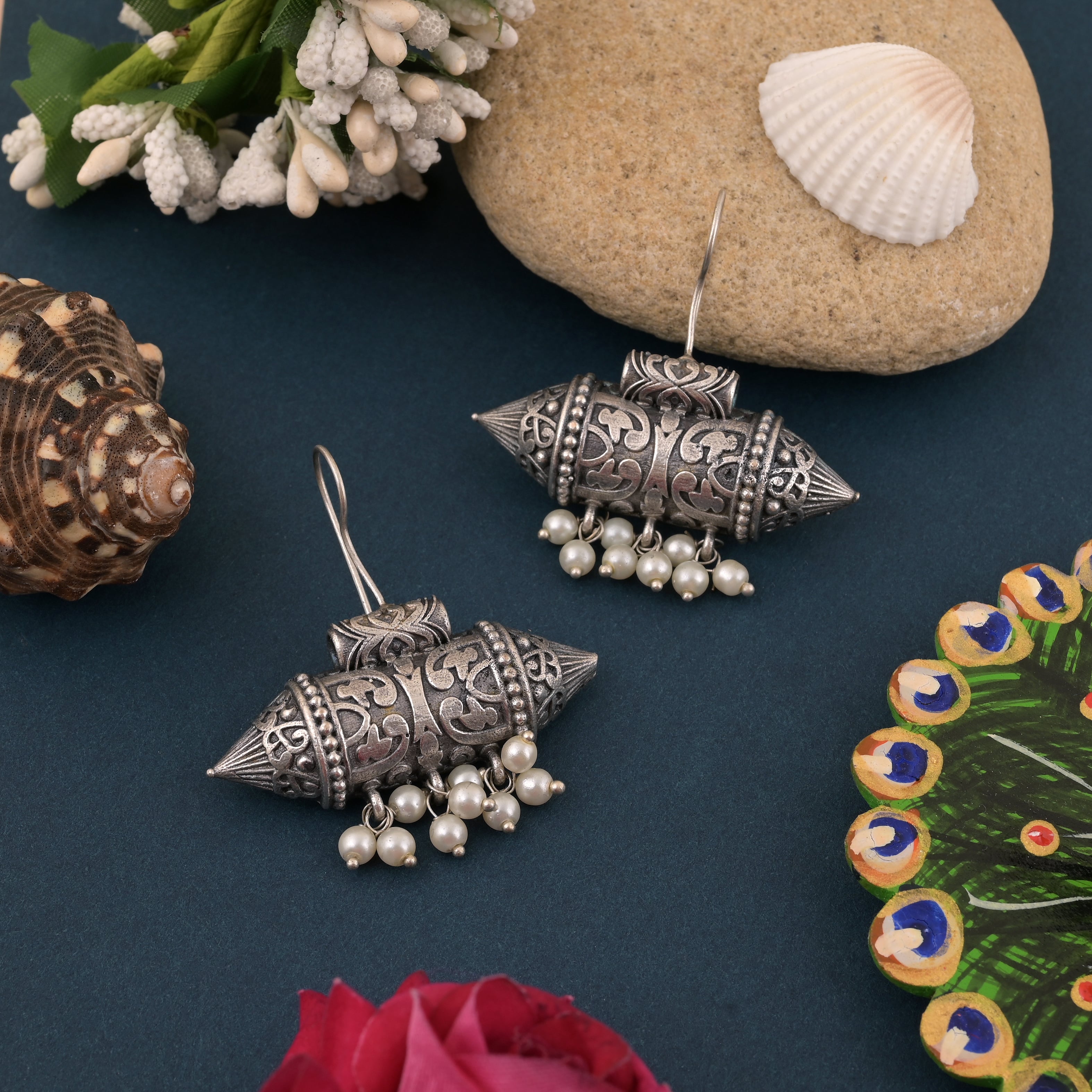 Silver Color Oxidised Earrings With Traditional Design And Everyday Appeal