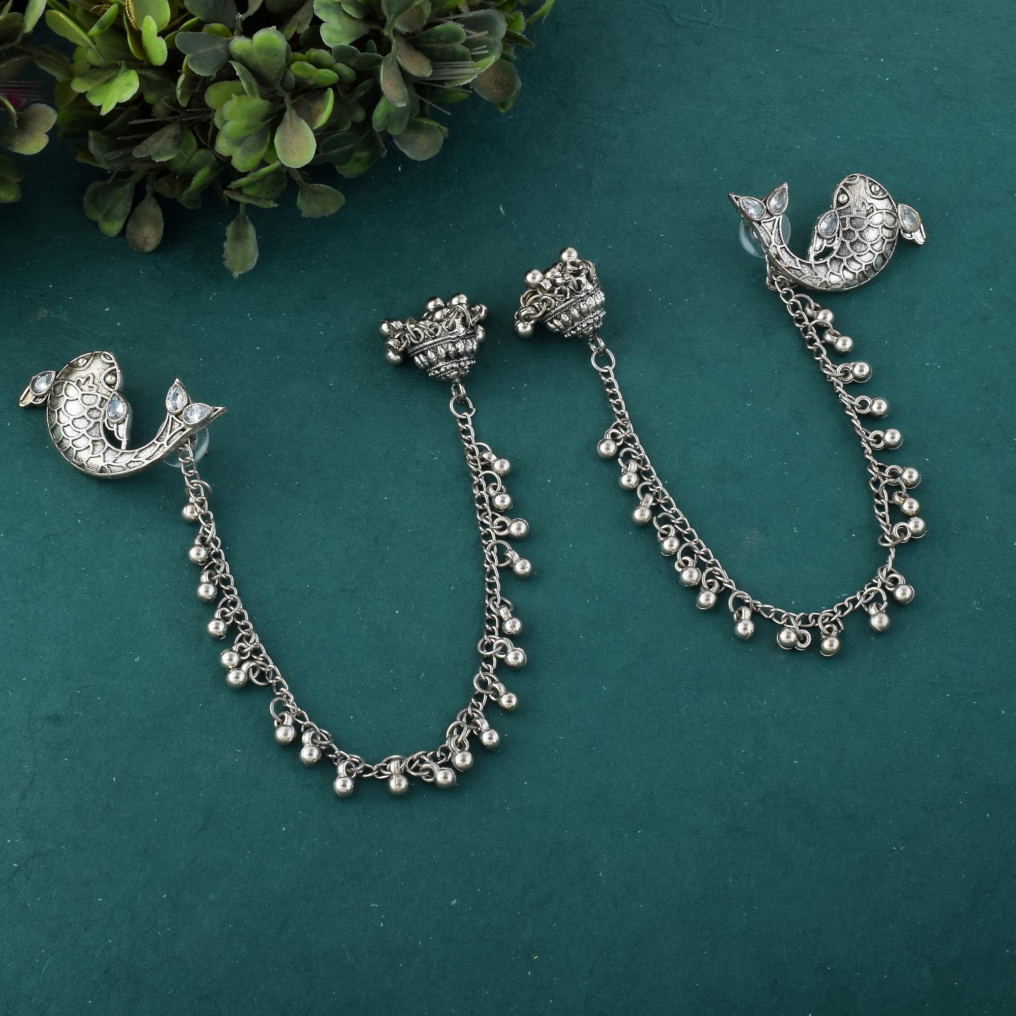 Handcrafted Silver Color Oxidised Earrings For Women Who Love Culture