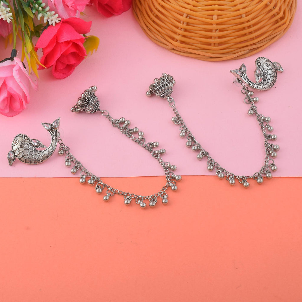 Handcrafted Silver Color Oxidised Earrings For Women Who Love Culture