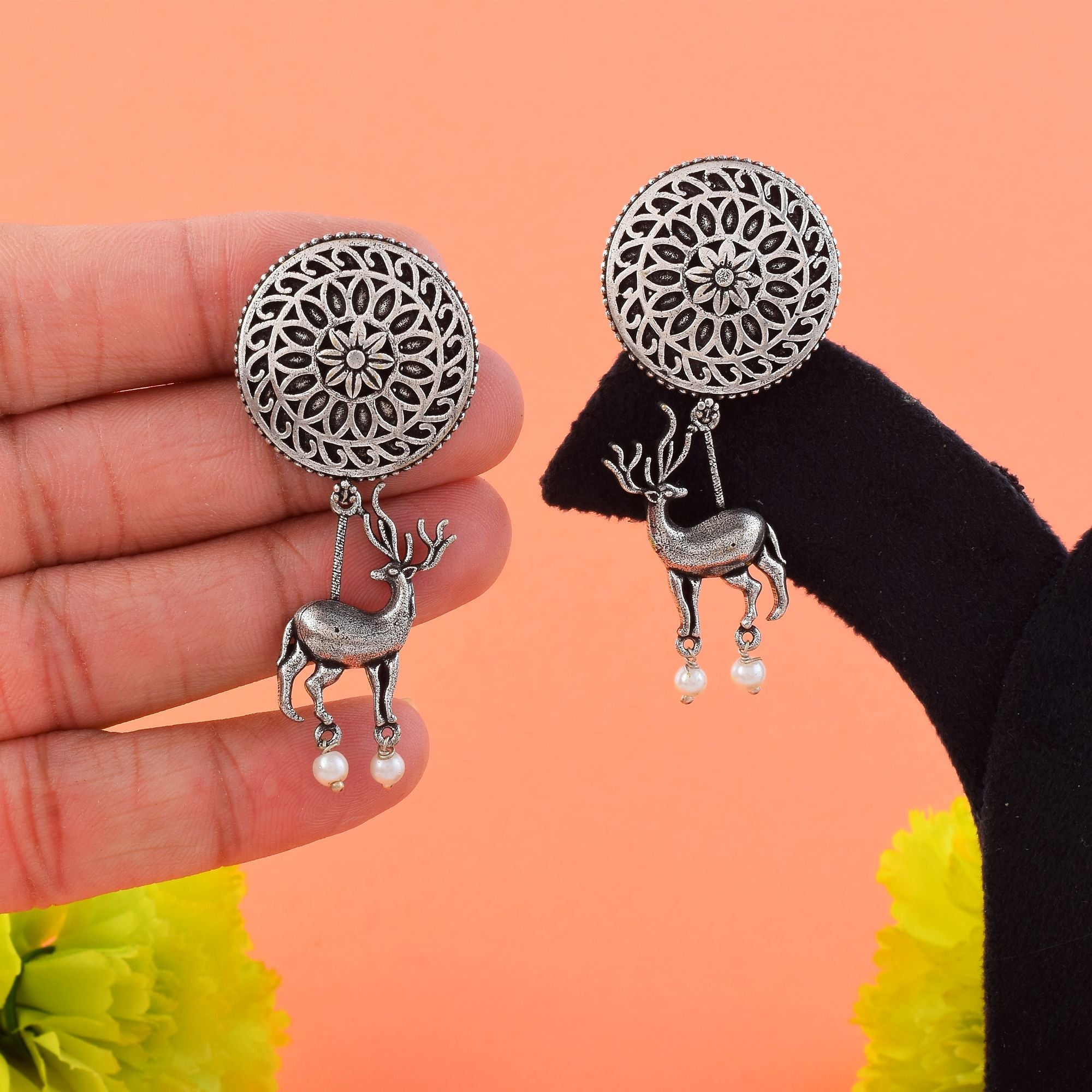 Elegant Silver Color Oxidised Earrings Perfect For Women’S Party And Daily Fashion Jewelry