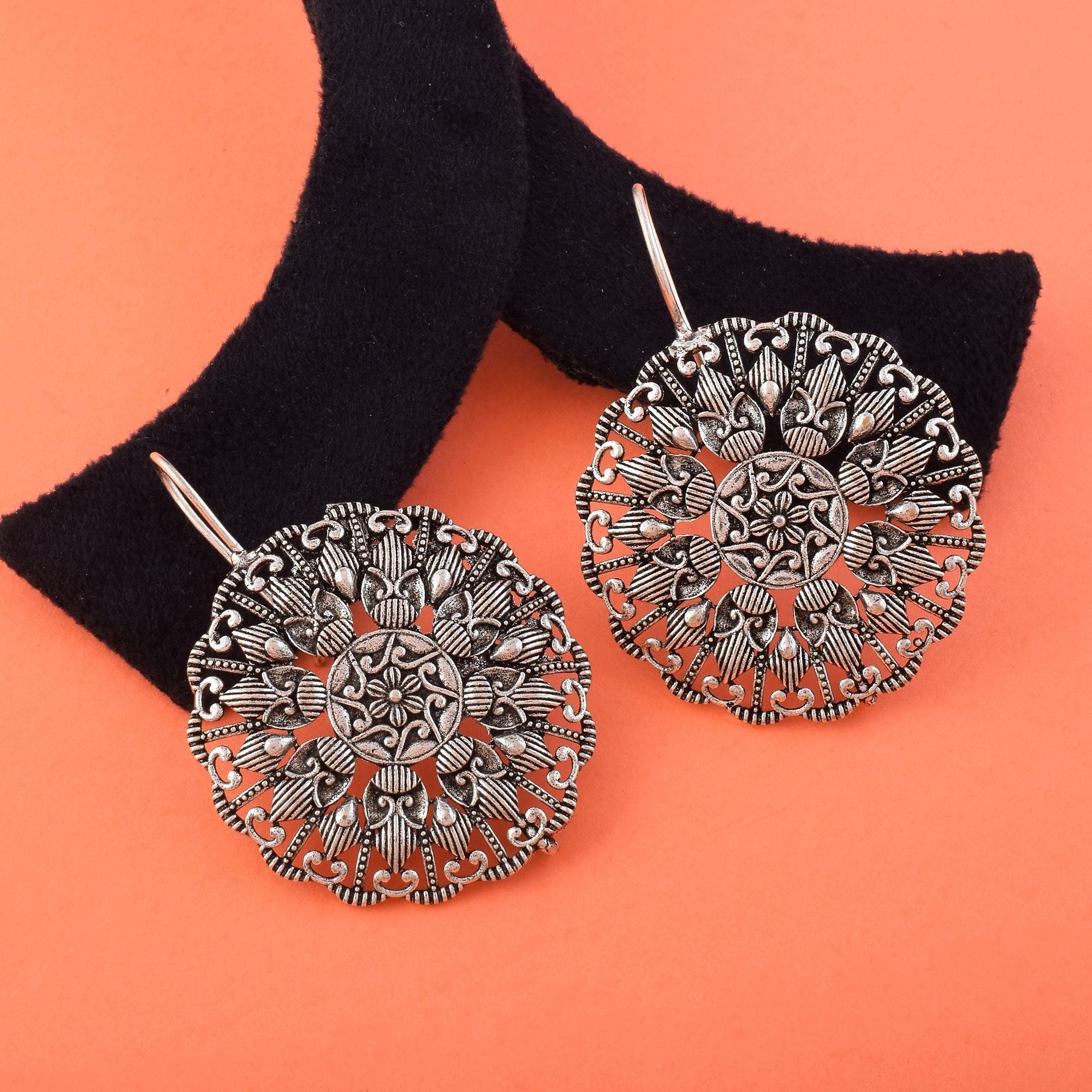 Stylish Silver Color Oxidised Earrings Designed For Wedding, Festival, And Traditional Outfits