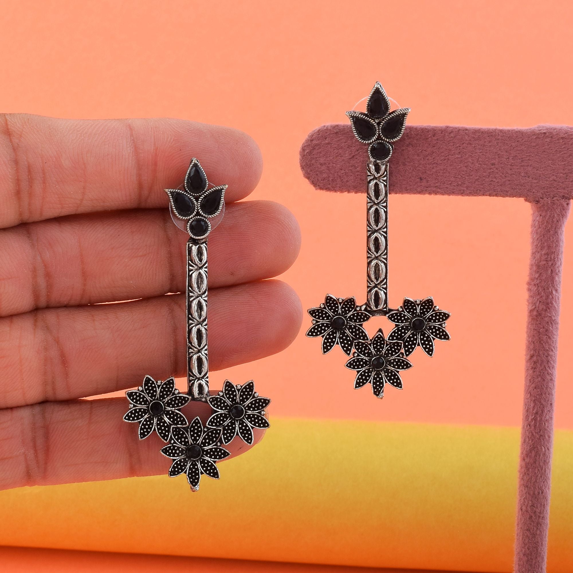 Stylish Black Color Oxidised Earrings Perfect For Women’S Wedding Wear And Traditional Outfits