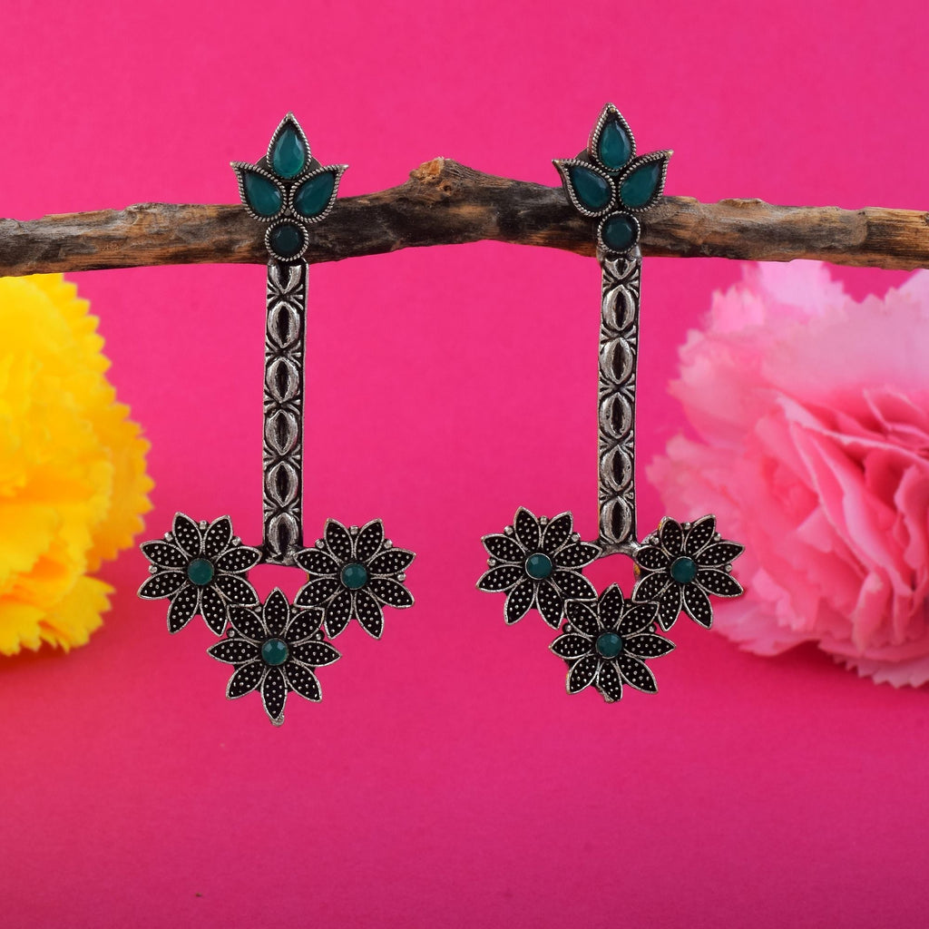 Exclusive Green Color Oxidised Earrings Crafted For Bridal Fashion, Parties, And Cultural Styling