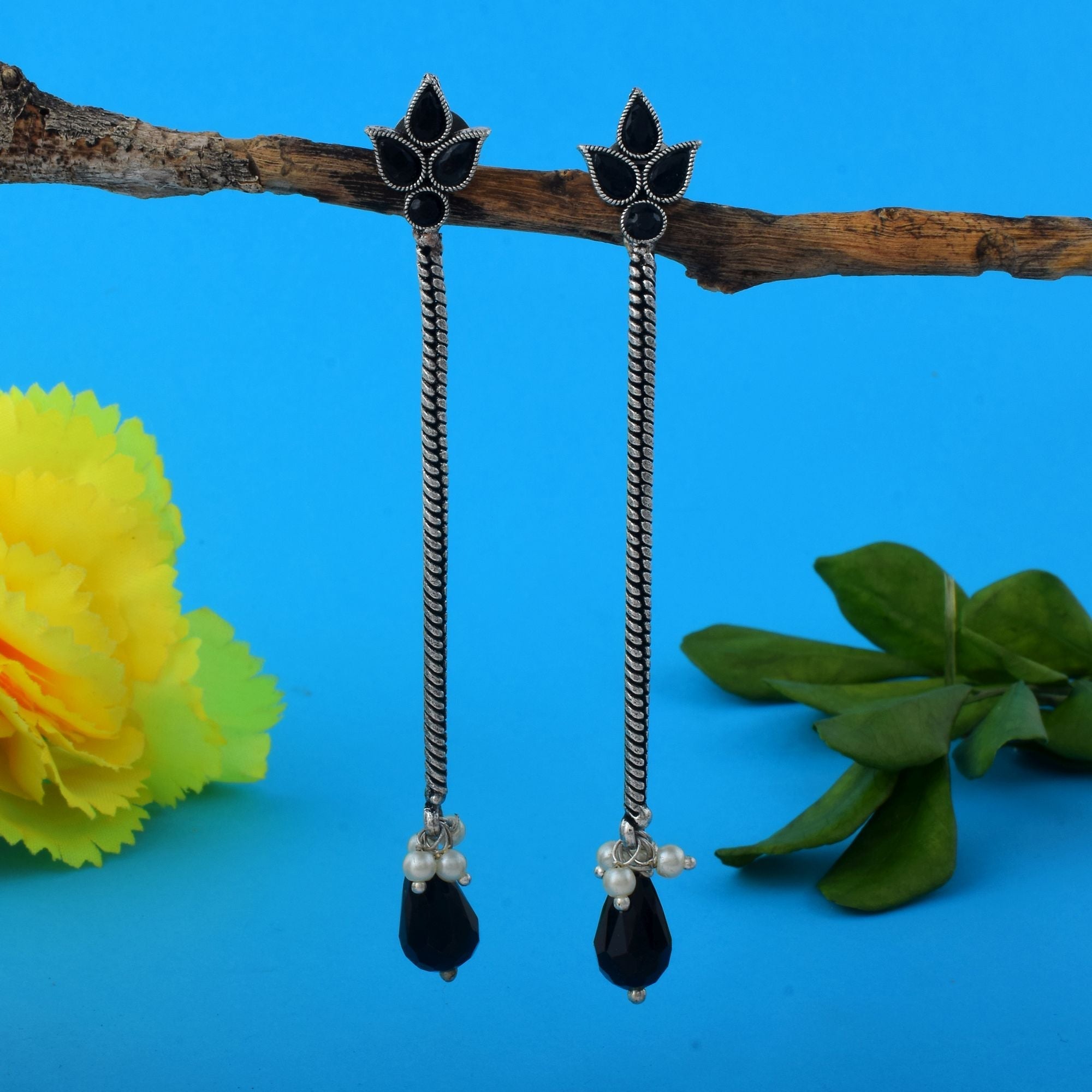 Classic Black Color Oxidised Earrings Designed With Premium Artistic Work For Women’S Party Jewelry