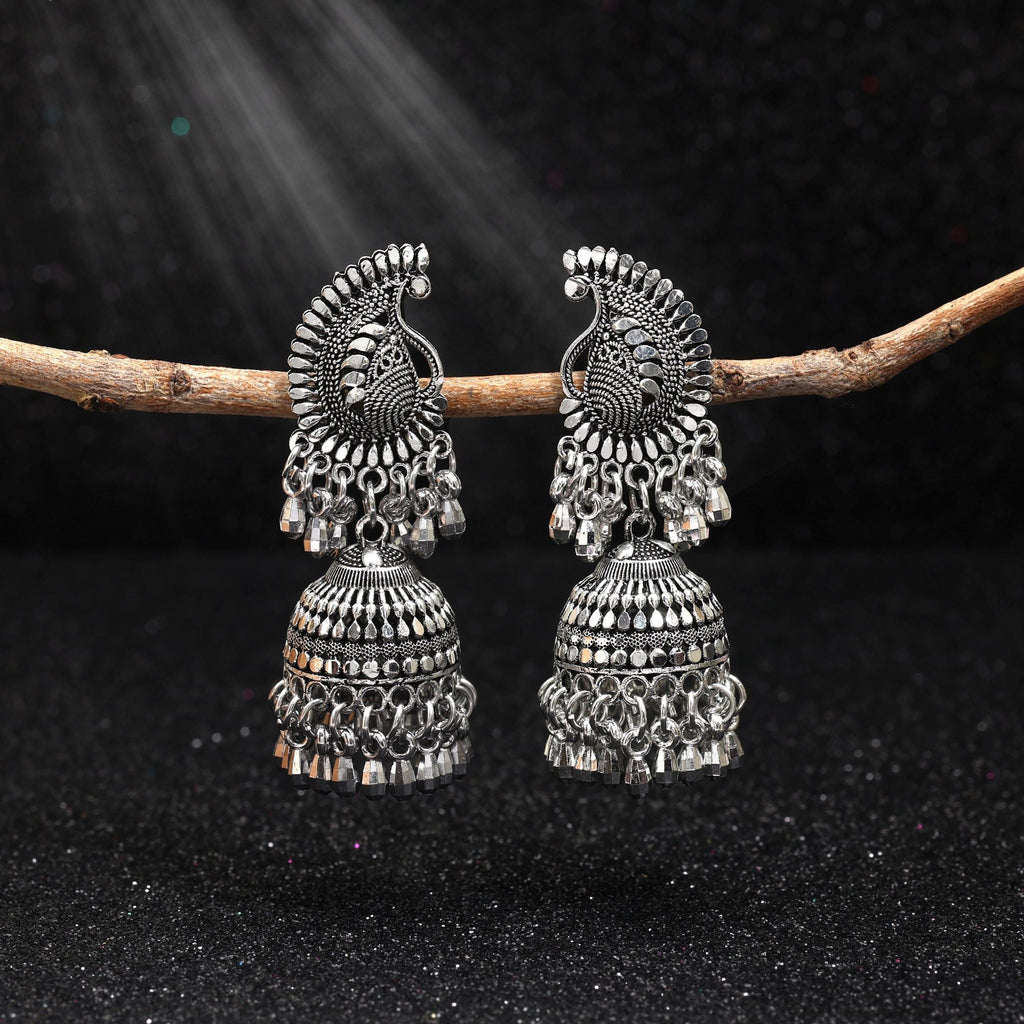 Elegant Silver Color Oxidised Earrings Crafted For Wedding Wear And Daily Ethnic Fashion