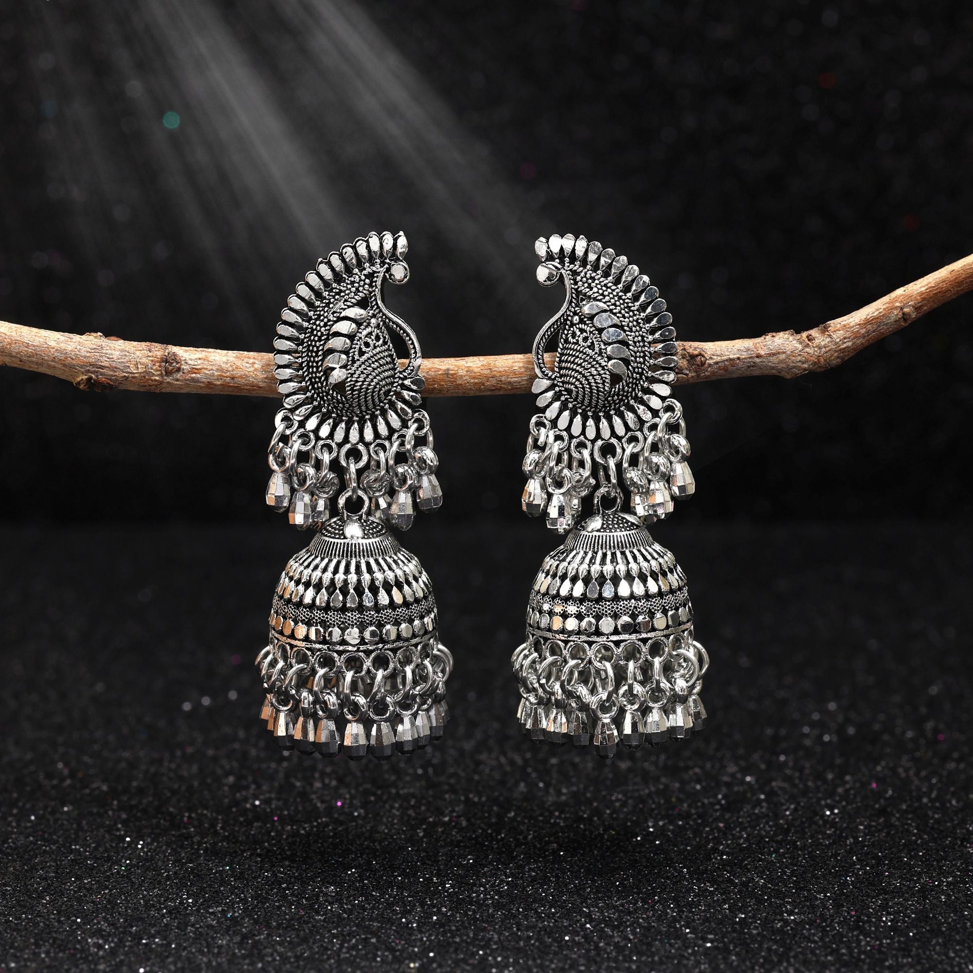Elegant Silver Color Oxidised Earrings Crafted For Wedding Wear And Daily Ethnic Fashion