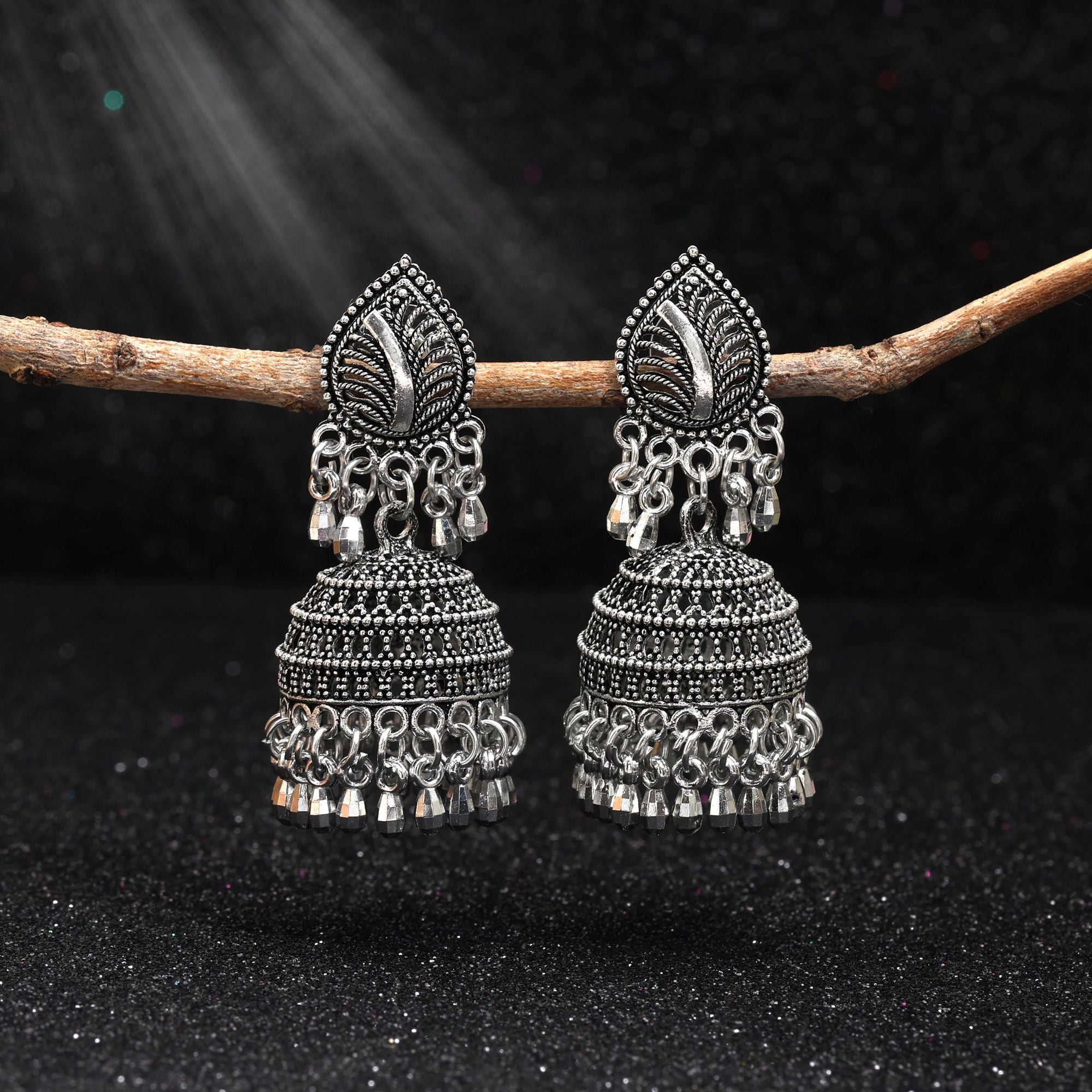 Stylish Silver Color Oxidised Earrings Designed For Brides, Festivals, And Traditional Outfits
