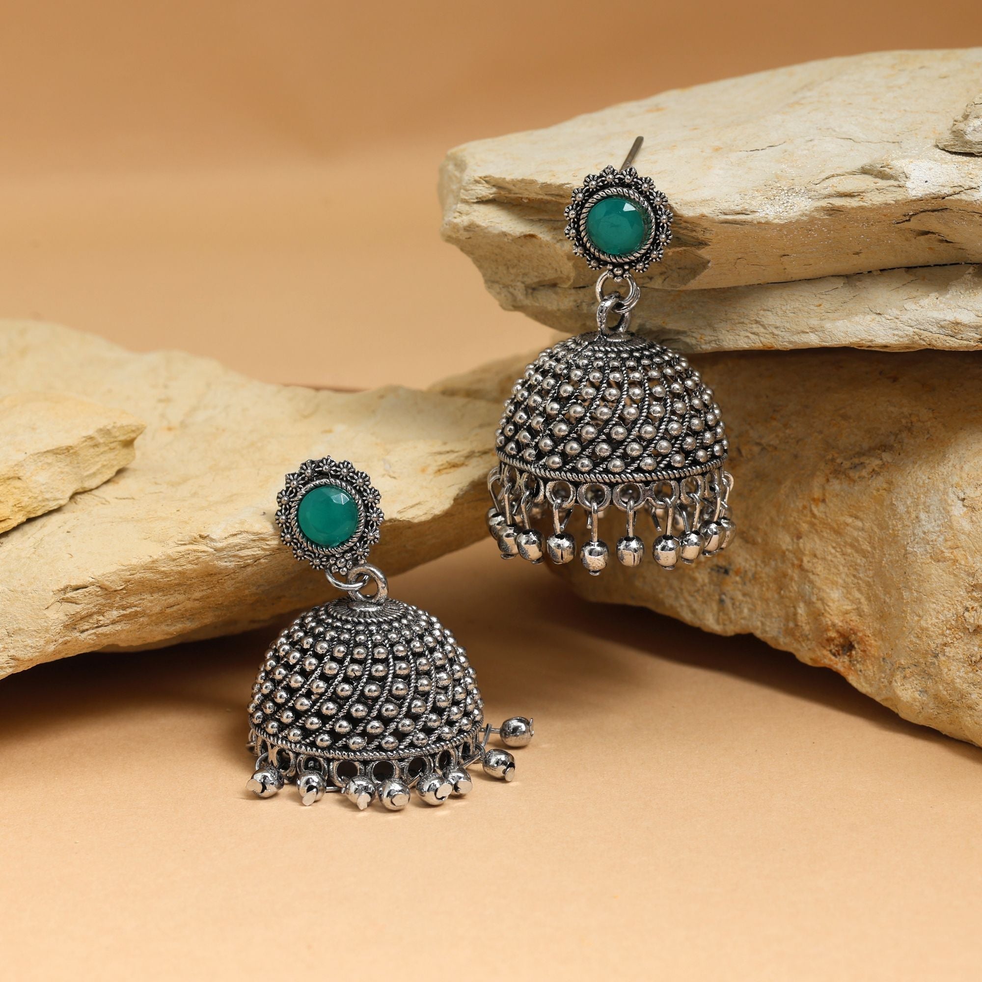 Beautiful Green Color Oxidised Earrings Perfect For Women’S Ethnic Outfits, Parties, And Wedding Wear