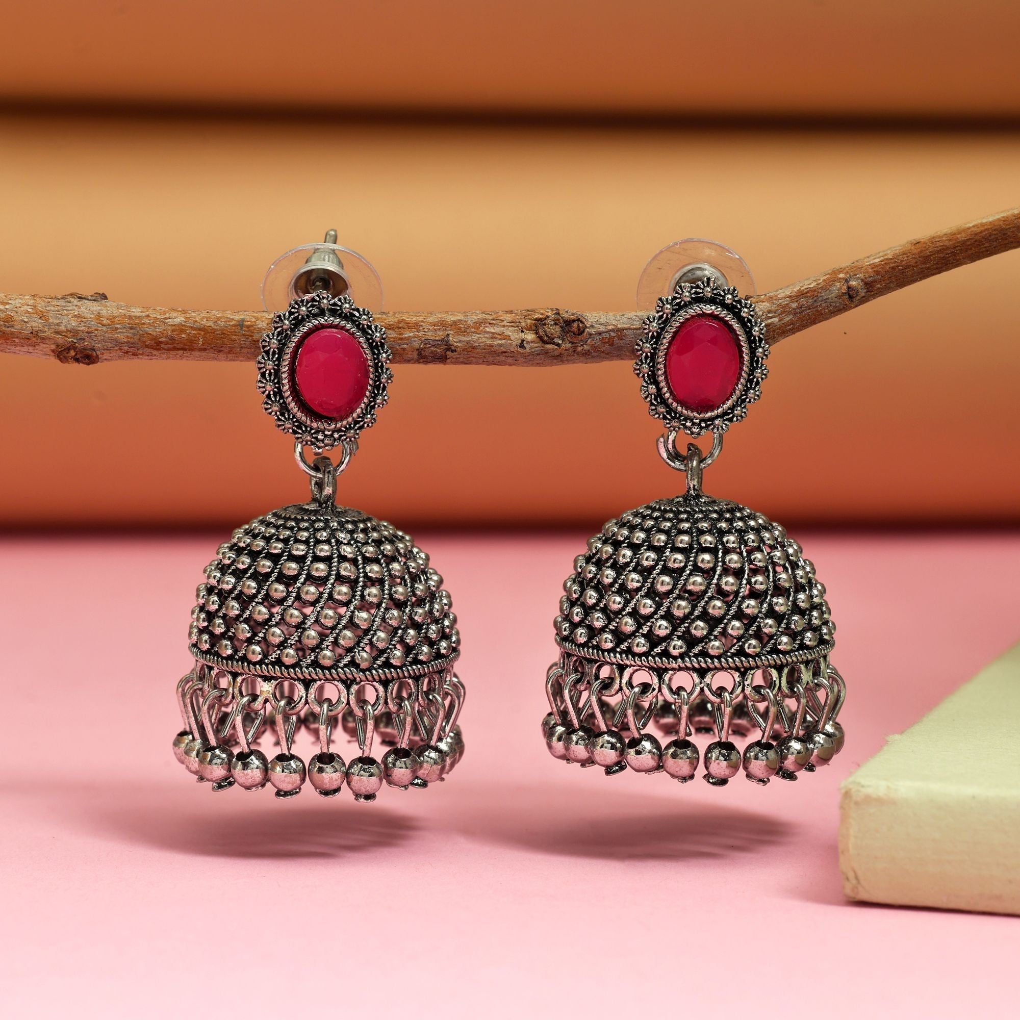 Stylish Red Color Oxidised Earrings Perfect For Women’S Bridal Looks, Festivals, And Wedding Celebrations
